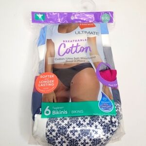 Hanes Breathable Cotton Wicking Cool Comfort Fabric Tagless Bikinis XL Sz 8 NWT